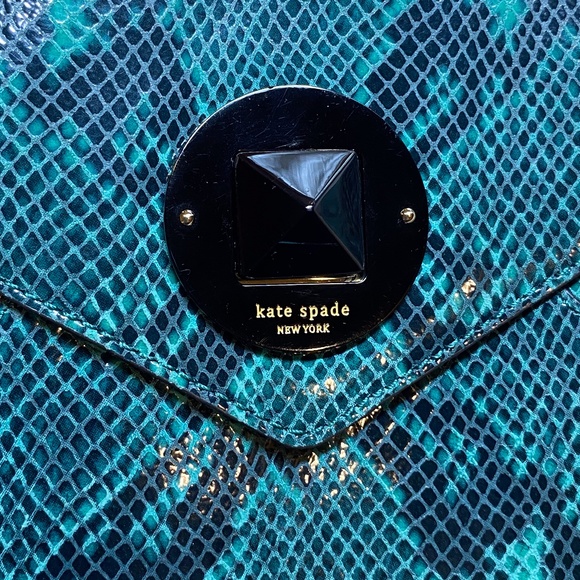 Kate Spade teal and black envelope clutch handbag - Picture 3 of 9